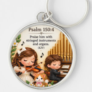 Psalm 150:4 Christian Violin and Organ Music Keych Key Ring