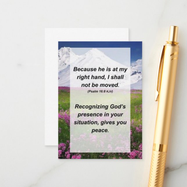 Psalm 16:8 Because He is at my right hand, I shall Enclosure Card (Front/Back In Situ)