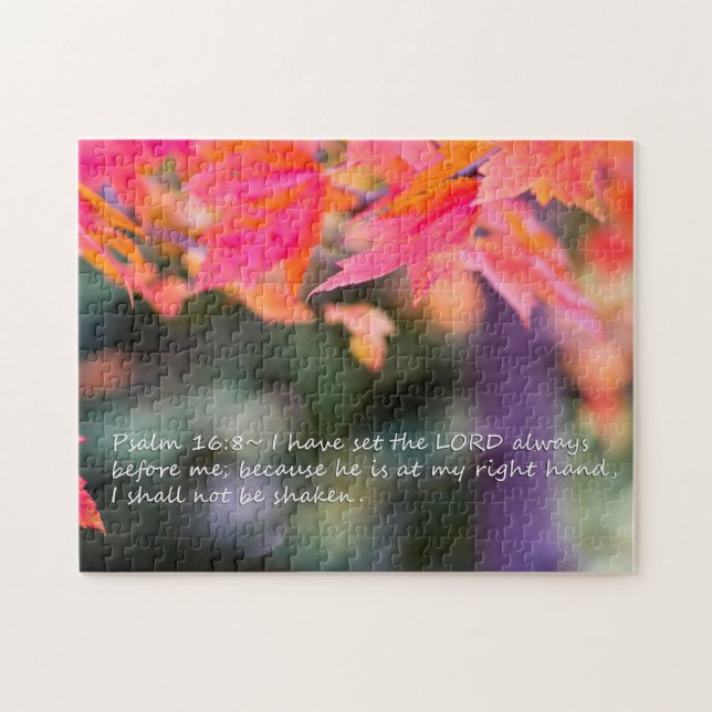 Psalm 16:8 on Fall leaves Jigsaw Puzzle (Horizontal)
