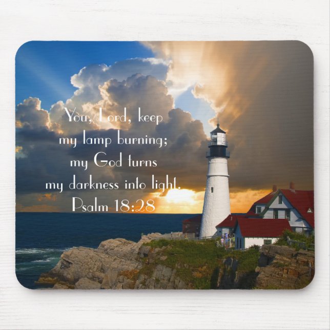 Psalm 18:28 Lighthouse Mousepad (Front)