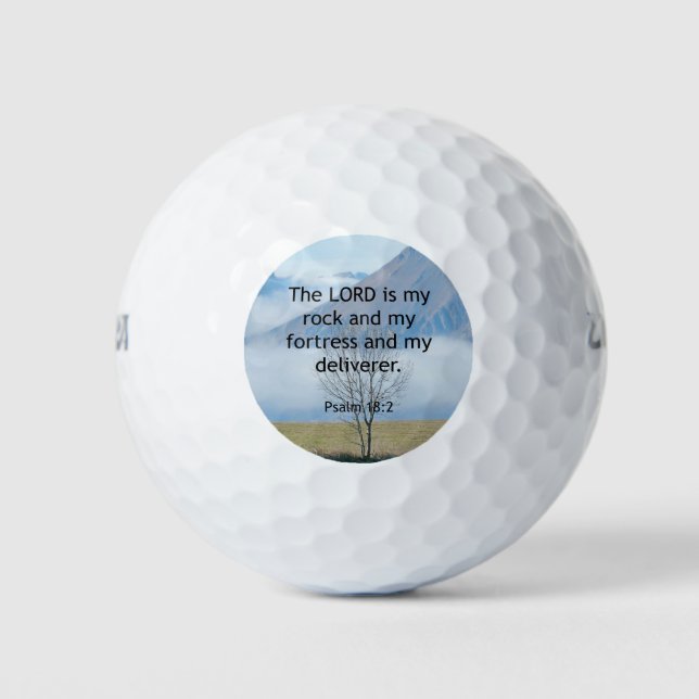 Psalm 18:2, Scripture (larger text) Golf Balls (Front)