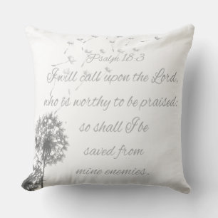 Psalm 18 Bible Verse Call Upon the Lord Dandelion Cushion