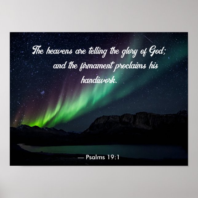 Psalm 19:1 Aurora Borealis and Stars Poster (Front)
