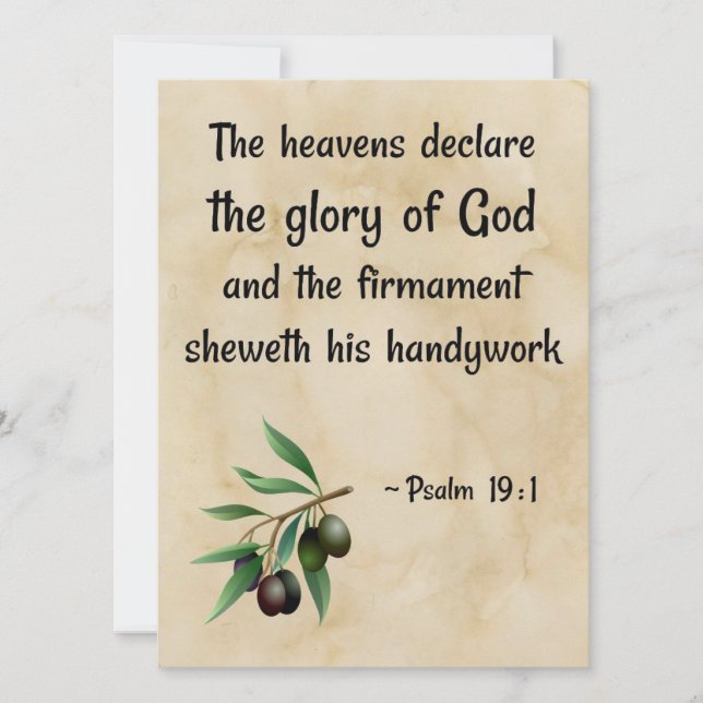 Psalm 19 : 1 printed on a replica of bible scroll holiday card (Front)