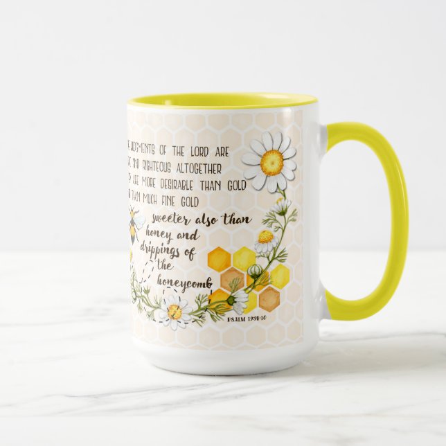 Psalm 19:9-10 Sweeter than Honey Mug (Right)