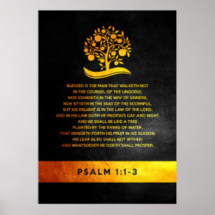 Psalm 1:1-3 Bible Verse Poster