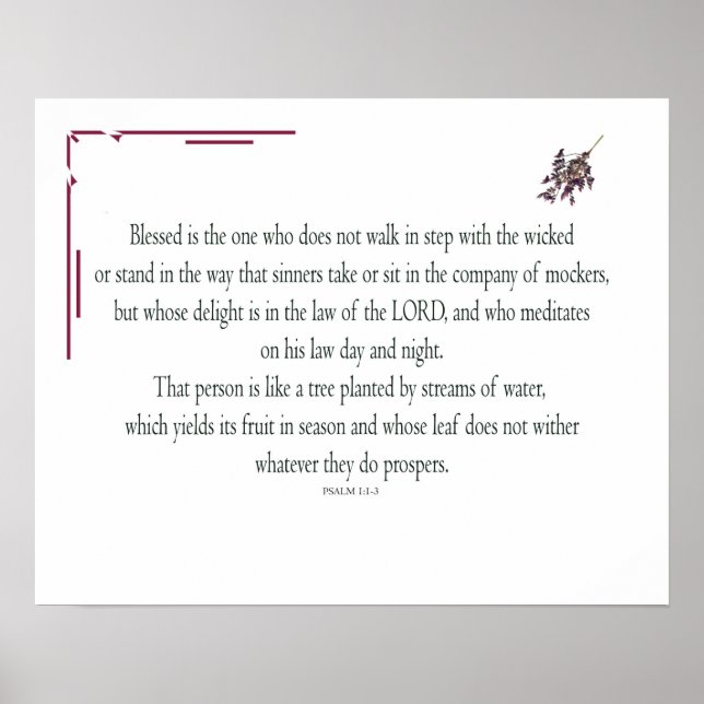 Psalm 1:1-3, Blessed is the one who, Poster (Front)