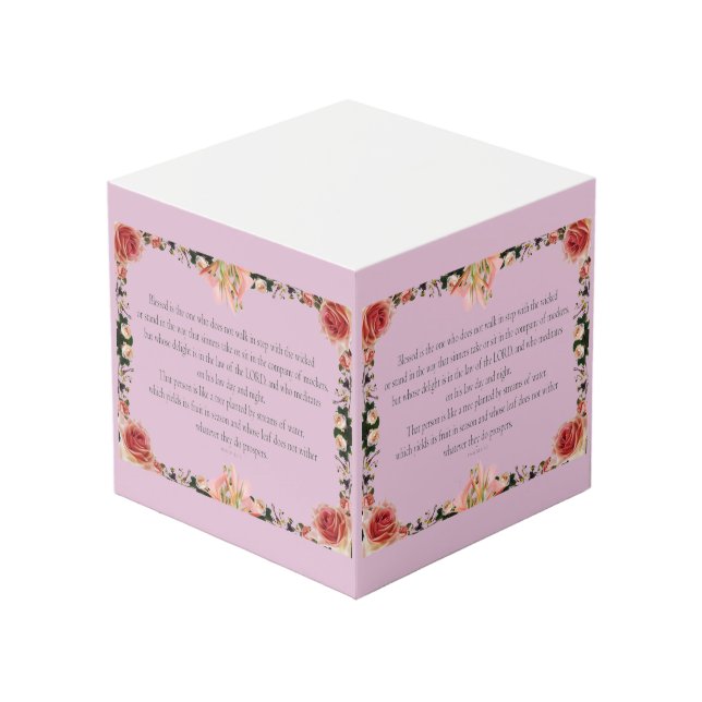PSALM 1:1-3 Botanic Design, Cube (Front Angled)