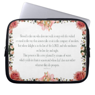 PSALM 1:1-3 Botanic Design, Laptop Sleeve