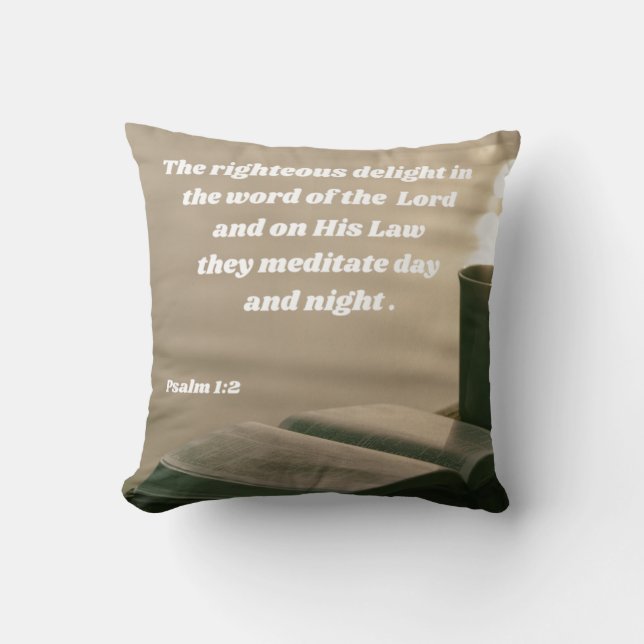Psalm 1:2 Bible Study Christian Cushion (Front)