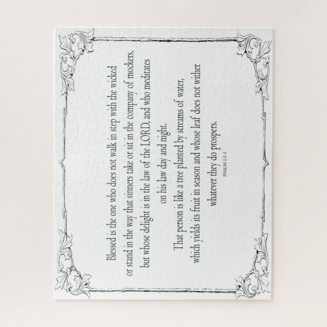 Psalm 1 Art - Blessed Righteous with Floral Design Jigsaw Puzzle (Vertical)