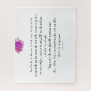 Psalm 1, Bless the One Does not, Pink Flower Jigsaw Puzzle