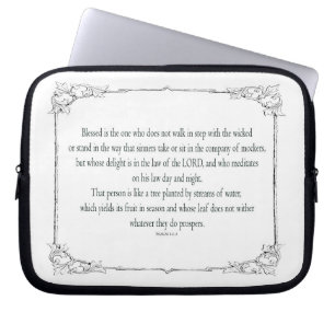 Psalm 1, does not walk in step with the wicked, laptop sleeve