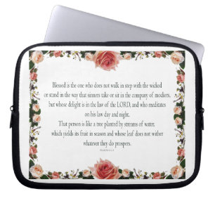 Psalm 1, Flower borders Colourful Laptop Sleeve