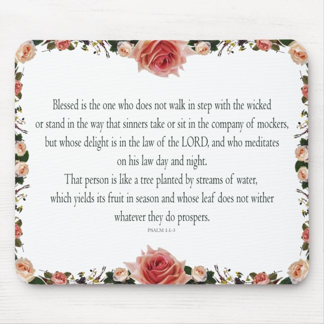 Psalm 1, Flower borders Colourful Mouse Pad (Front)