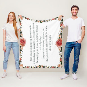 Psalm 1 with Flower Borders Fleece Blanket