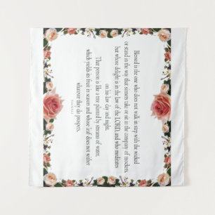 Psalm 1 with Flower Borders Tapestry