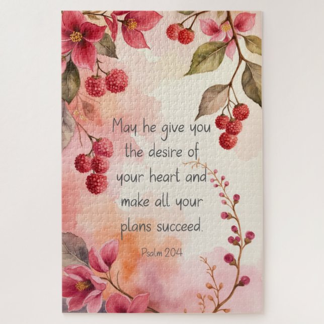 Psalm 20:4 Desire of Your Heart Scripture | Floral Jigsaw Puzzle (Vertical)