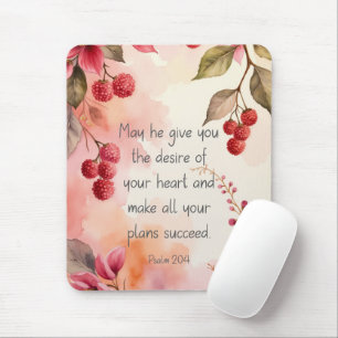Psalm 20:4 Desire of Your Heart Scripture Floral Mouse Pad