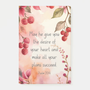Psalm 20:4 Desire of Your Heart Scripture Floral Post-it Notes