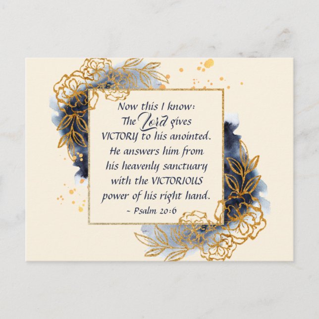 Psalm 20:6 The Lord gives VICTORY to His Anointed Postcard (Front)
