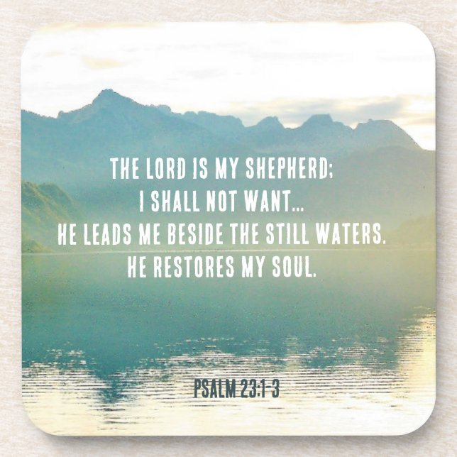 Psalm 23 1-3 The LORD is My Shepherd  Coaster (Front)