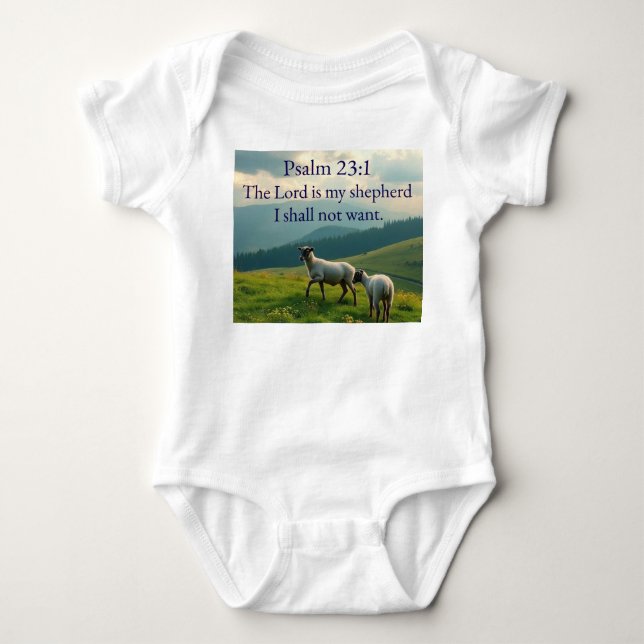 Psalm 23:1 Bible Verse Baby Bodysuit (Front)