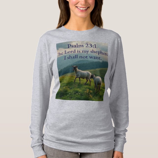 Psalm 23:1 Bible Verse Women's Long Sleeve Tee (Front)