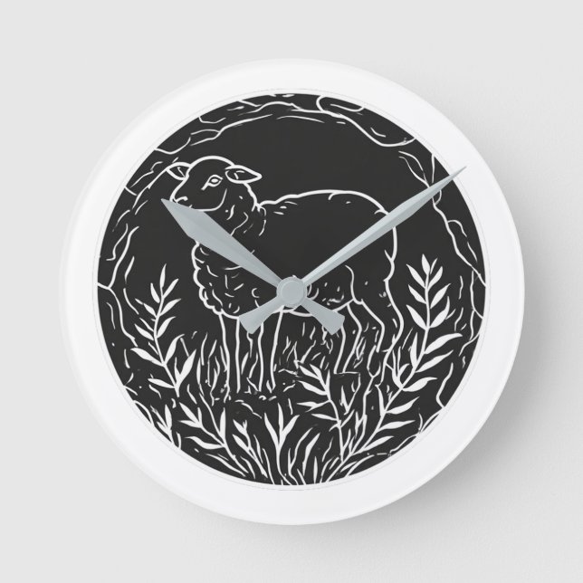 Psalm 23:1 Christian Lamb Wall Clock (Front)