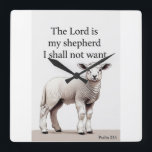 Psalm 23:1 Christian Lamb Wall Clock<br><div class="desc">Psalm 23:1
“The Lord is my shepherd; I shall not want.”</div>