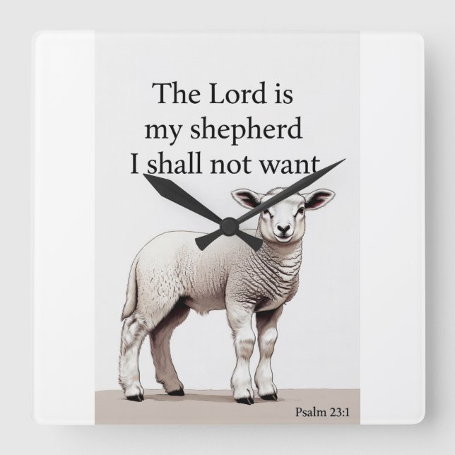 Psalm 23:1 Christian Lamb Wall Clock (Front)