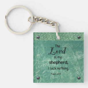 Psalm 23:1 Christian Typography Design Key Ring