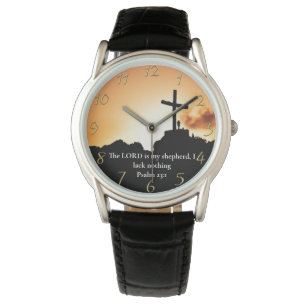 Psalm 23:1 cross on a mountain  watch