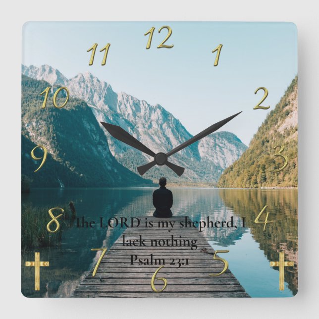 Psalm 23:1 sitting on the dock square wall clock (Front)