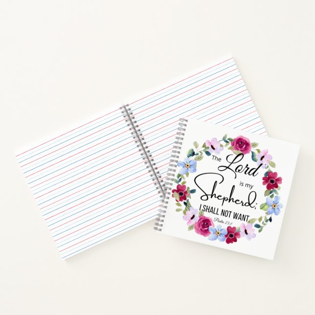 Psalm 23:1 The Lord is my Shepherd Floral Bible Notebook (Inside)