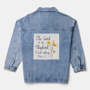 Psalm 23:1 The Lord is my Shepherd Yellow Flower Denim Jacket