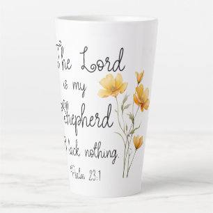 Psalm 23:1 The Lord is my Shepherd Yellow Flower Latte Mug