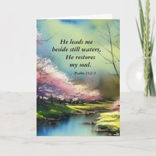Psalm 23:2-3 He restores my soul Bible Verse  Card