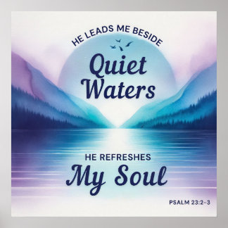 Psalm 23:2 Christian Poster