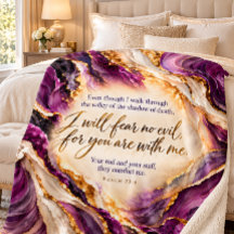 Psalm 23:4 Christian Bible Verse Purple Gold Marbl