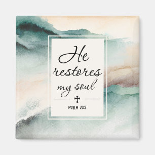Psalm 23"4 He Restores My Soul Cross Magnet