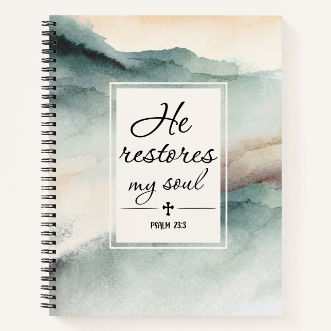 Psalm 23"4 He Restores My Soul Personalised Notebook (Front)