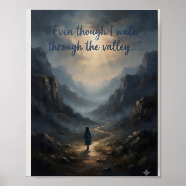 Psalm 23:4 Scripture Poster |Christian Wall Art (Front)