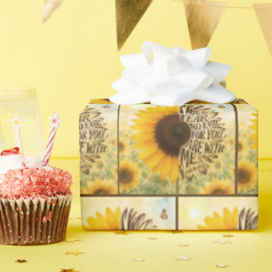 Psalm 23:4 Yellow Sunflower Wrapping Paper