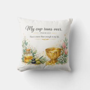 Psalm 23:5 Bible Verse, Messianic Jewish Decor Cushion