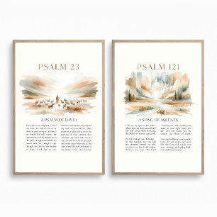 Psalm 23 and Psalm 121 Watercolor Art Print Set