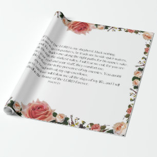 Psalm 23 Art - The Lord is My Shepherd Floral Wrapping Paper