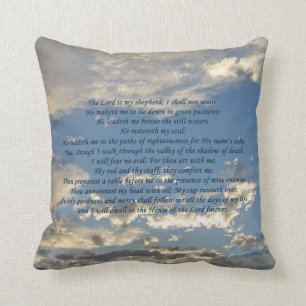 Psalm 23 Beautiful Bible Verse Christian Blue Cushion