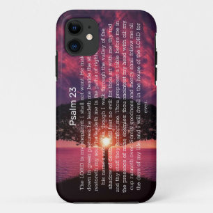 Psalm 23 Bible Quote Sunset Ocean iPhone 11 Case