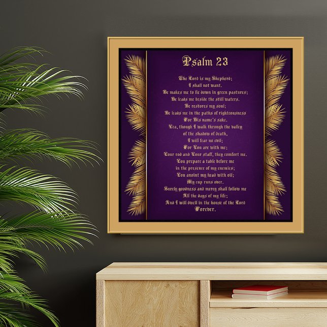 Psalm 23 Bible Scripture Gold Feathers Gicleé Poster (Creator Uploaded)